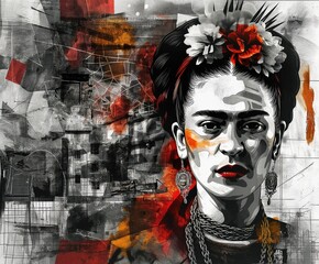 Artistic portrayal of a woman donning a floral crown with a vivid backdrop, emphasizing creativity and bold expression.