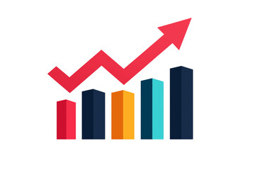 A colorful bar chart illustration featuring four bars in various heights, symbolizing business growth or statistical data.