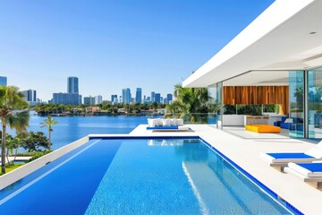 Fototapeta premium Eco-friendly beach house with sustainable design.. Beautiful simple AI generated image