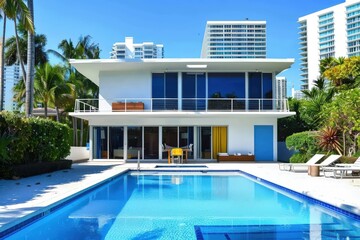 Fototapeta premium Eco-friendly beach house with sustainable design.. Beautiful simple AI generated image