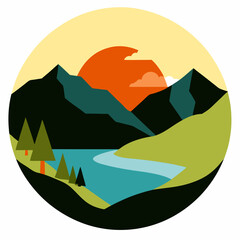 Lake Hills vector illustration