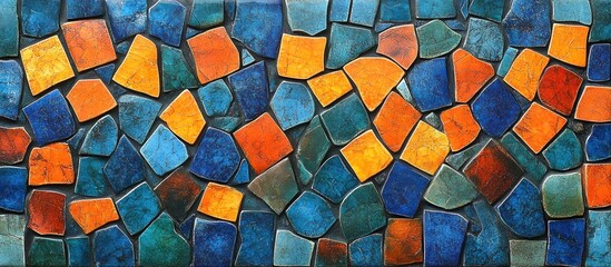 Multicolored Cracked Tile Mosaic Wall