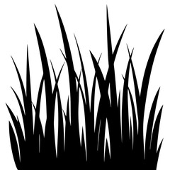 Seamless Black Grass Silhouette on White - Vector Art