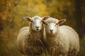 Fototapeta premium Two sheep close together in Padang