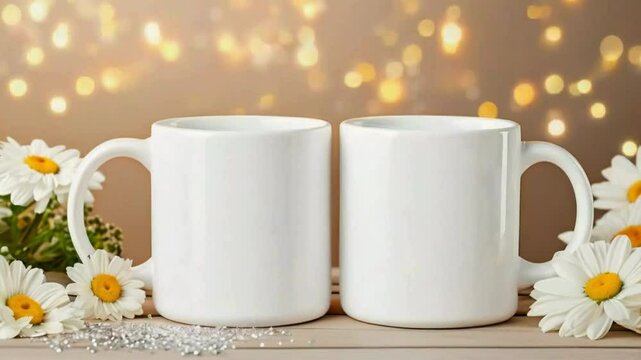 Daisy Flower Mug Mockup - Floral Coffee Cup Design Template for Branding and Nature Themed, floral or nature-themed designs, floral-themed mug mockups