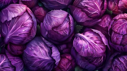 Obraz premium Background of red cabbage. Vegetables for good healthy food. Fresh organic purple cabbage. Vector illustration.
