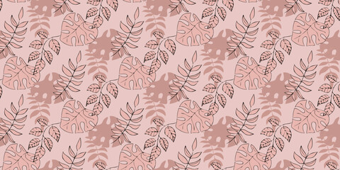 Creative conceptual images of abstract tree leaves, textures in a minimalistic style. Modern design templates for holidays, advertising, brand, bed linen. Ornament, seamless pattern, texture.