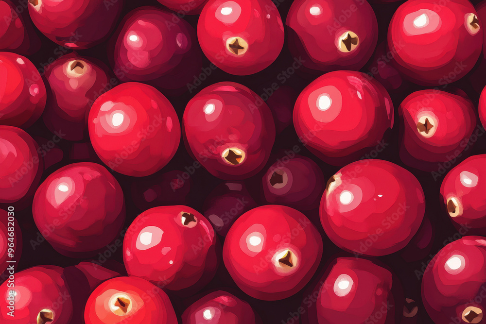 Aufkleber close-up view of ripe cranberries creating a vibrant and textured background