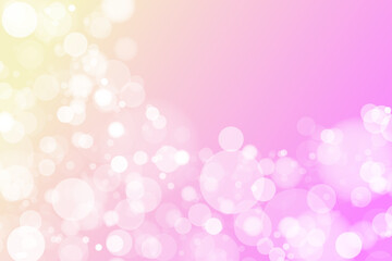 Rainbow fantasy background. Holographic illustration in pastel colors. Cute cartoon girly background. Bright multicolored sky with bokeh and hearts. Vector.