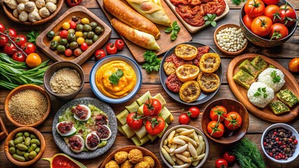 Fototapeta premium A colorful plate of fresh fruits and vegetables, showcasing a variety of healthy food options for a balanced diet