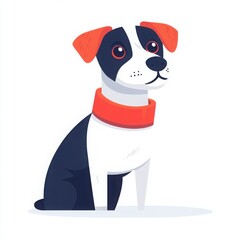 Fototapeta premium A dog wearing a flea collar, preventative care, vector illustration, modern flat design, isolated on white background