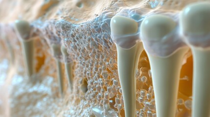 Obraz premium Human Jawbone with Teeth and Bone Marrow Close Up Macro