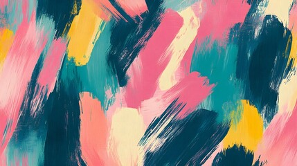 Obraz premium Abstract Background with Teal Pink and Yellow Brushstrokes