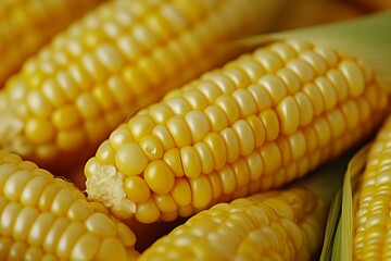 Macro photo of yellow corn background, healthy and delicious food. 