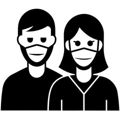 Vector Art of People Wearing Medical Masks