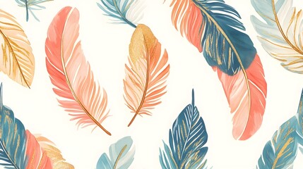 Obraz premium Watercolor Tropical Leaves with Gold Glitter Seamless Pattern