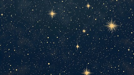 Night Sky with Gold Stars and Cosmic Dust