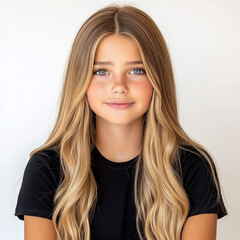 Naklejka premium Teen Sitting On A White Background
