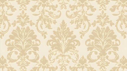 Elegant Beige Damask Pattern Wallpaper Background