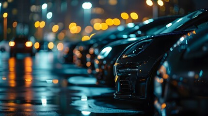 Luxury expensive car parked on dark background. modern luxury design gray car. Clean lines and detailed front view of modern automotive advertising