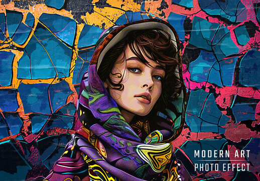 Modern Art Photo Effect With Cracked Paint Mockup. Generative Ai Background