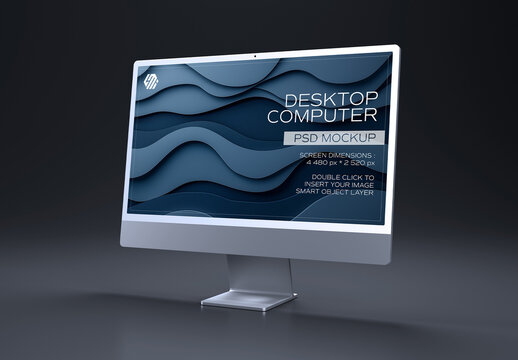 Desktop Computer Mockup On Black Background