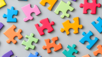 Colorful puzzle pieces transparent background