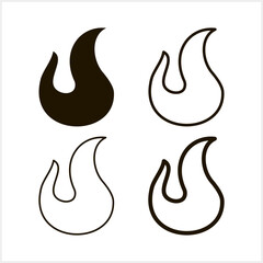 Fire icon isolated. Engraving clipart Set vector stock illustration