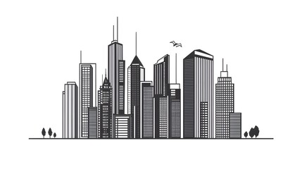 Fototapeta premium Modern Cityscape Skyline Silhouette Illustration