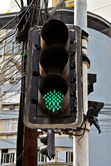 Green traffic light in the Tijuca neighborhood, Rio de Janeiro, Brazil