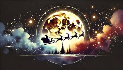 Watercolor poster illustration for christmas.