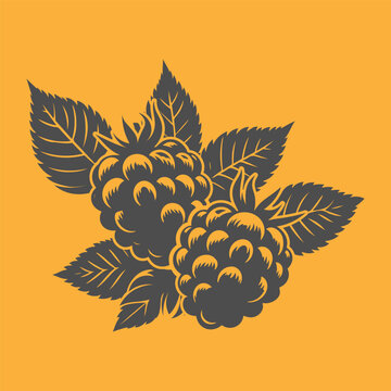 Bold black silhouette of a raspberry, ideal for food illustrations, healthy eating designs, and organic fruit graphics