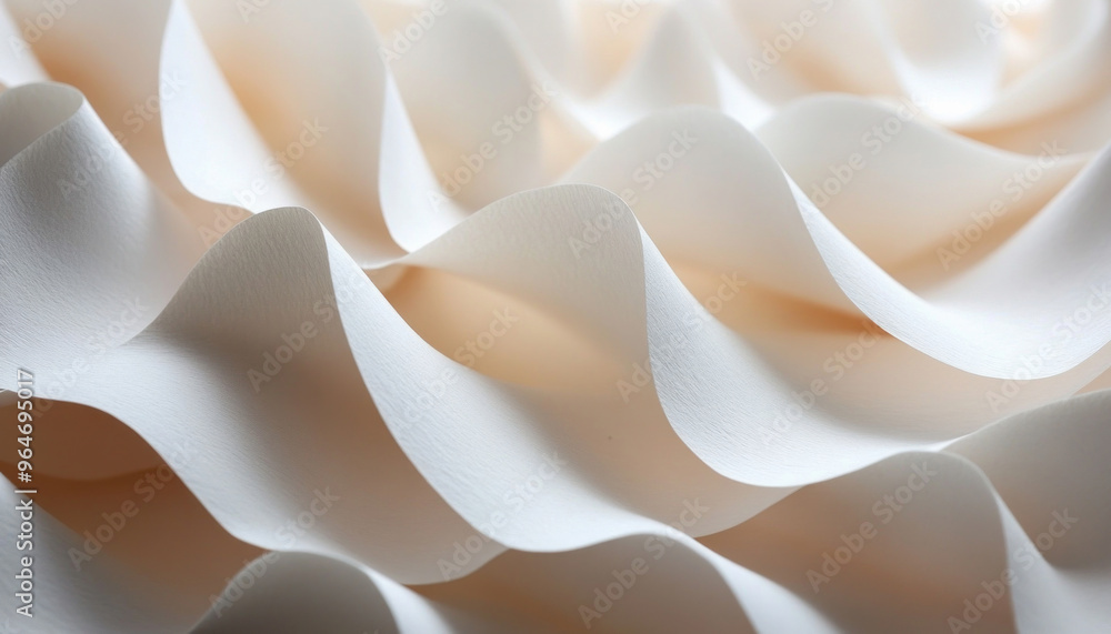 Aufkleber macro photography of white paper creating abstract wavy pattern