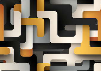 Geometric shapes forming a seamless pattern, black and white, minimalistic 