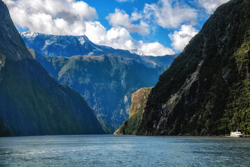 World famlous Fiord of Milford Sound in South Island of New Zealand. This Fiord is located in...