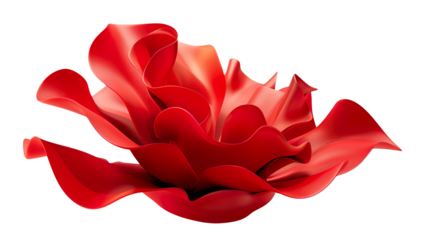 Elegant red flower floating in the air, on transparent background. Cut out design element for beauty, festive themes. Blossom. Valentines, Mothers or Women's Day. - Powered by Adobe