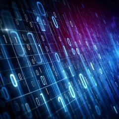 Abstract binary background for hackathon and other digital events, A high-tech image of binary code flowing in a blue digital data stream, representing the concept of information technology