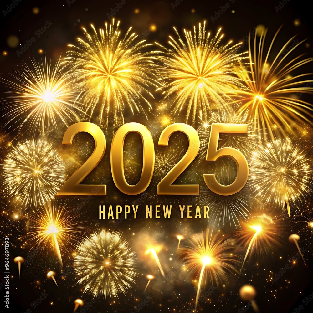 Fototapete sparkling happy new year 2025. the new year in a joyful and festive in 2025