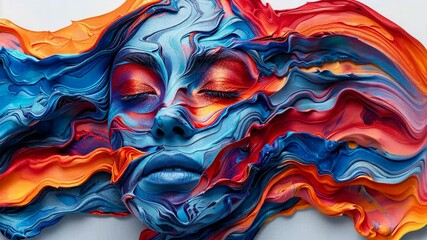 visualizing headache, migraine, and facial pain concept with blue and red paint