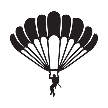 Skydiver in Action: Parachute Silhouette Vector Illustration