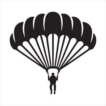Skydiver in Action: Parachute Silhouette Vector Illustration