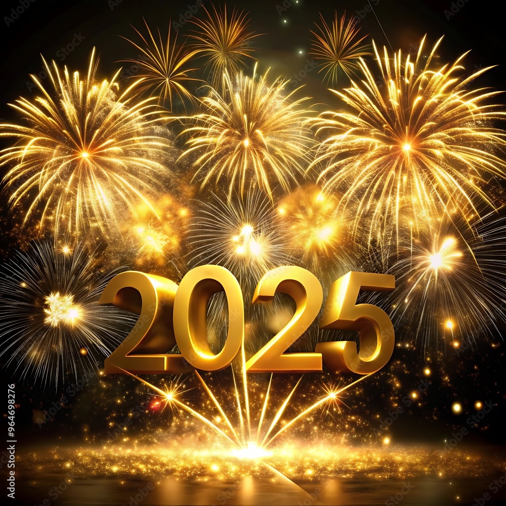 Fototapete sparkling happy new year 2025. the new year in a joyful and festive in 2025