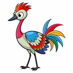 Vibrant Full-Body Crane Vector Art with Bold Lines on White Background