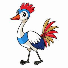 Vibrant Full-Body Crane Vector Art with Bold Lines on White Background