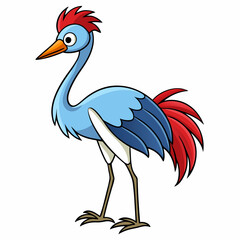 Vibrant Full-Body Crane Vector Art with Bold Lines on White Background
