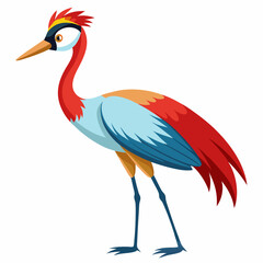 Obraz premium Vibrant Full-Body Crane Vector Art with Bold Lines on White Background