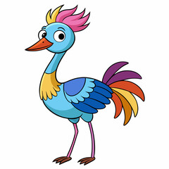 Vibrant Full-Body Crane Vector Art with Bold Lines on White Background