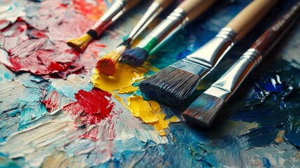 Obraz premium Vibrant Palette with Brushes