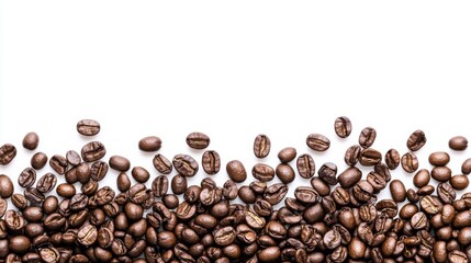 Obraz premium Brown Coffee Beans on White Background
