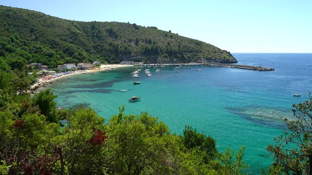 Marvelous summer seascape at Palinuro, in the Cilento region. Province of Salerno, Campania, Italy.